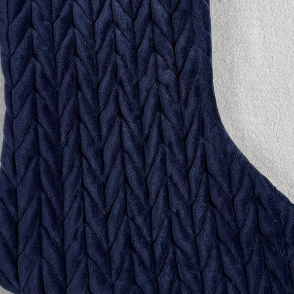 Hobby Lobby Navy Quilted Christmas Stockings 20” Set of 2 Plush Textured NWT - Picture 2 of 8